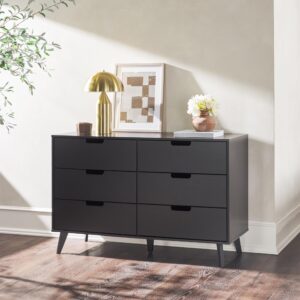 Walker Edison Modern 6-Drawer Dresser Bedroom Storage Organizer, 52 Inch, Black