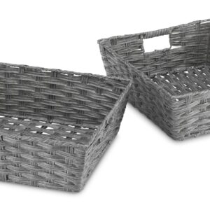 Whitmor Split Rattique Shelf Tote, Set of 2, Smokey