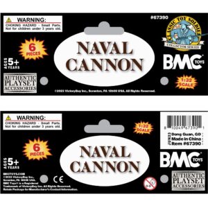 BMC CTS Naval Cannon Artillery - 6pc Black & Bronze Plastic Army Men Accessories