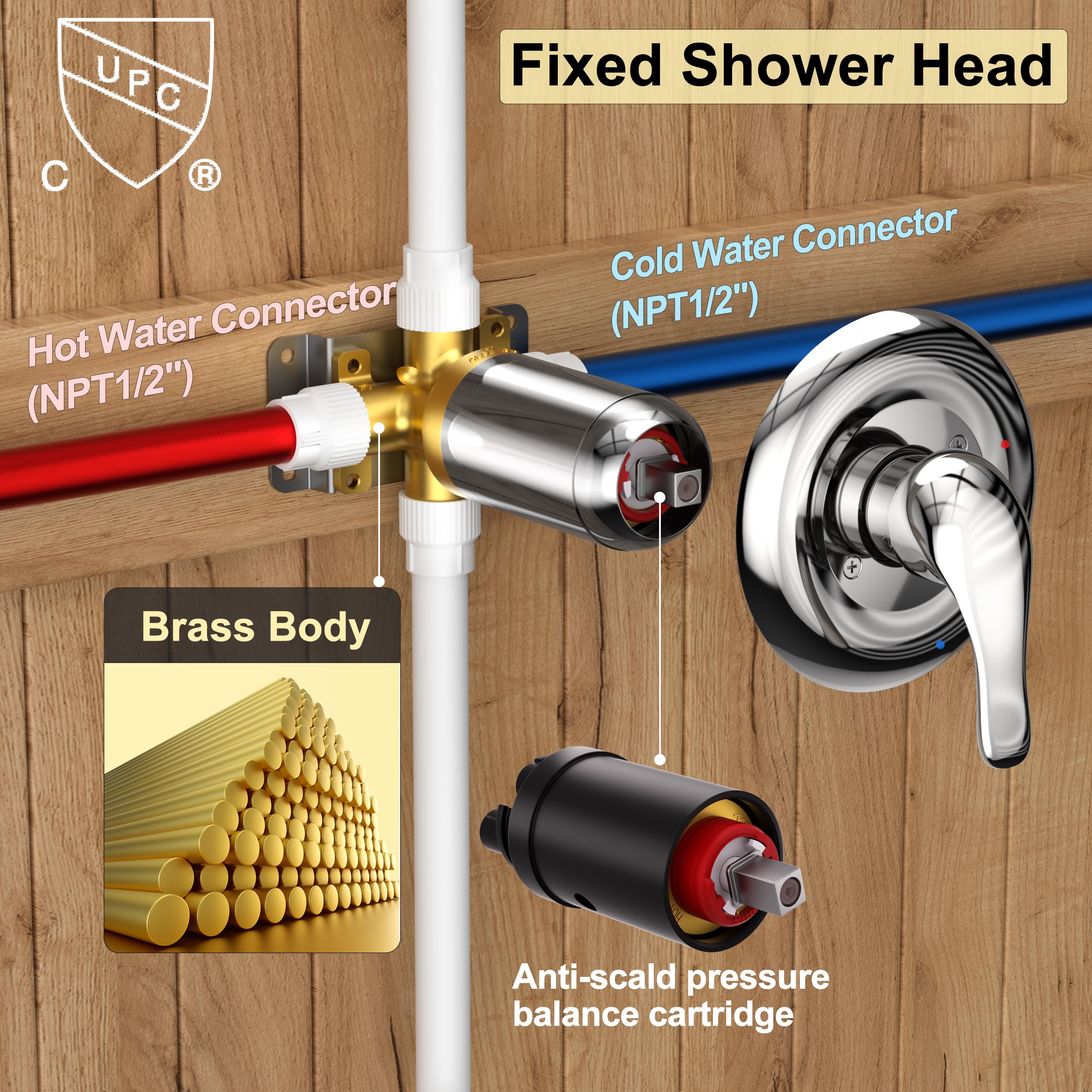 HIMK Shower Tub Faucet Set - Shower Faucet and 9 Modes Rain Shower Head with Single Handle Shower Trim Kit, Bathtub Faucet Shower System with Shower Valve, Chrome