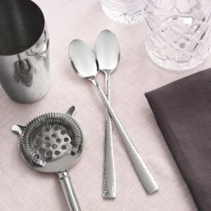 Hudson Essentials Hammered Iced Tea Spoons, 18/10 Stainless Steel Long Handle Spoons for Stirring Cocktails, Tea, Coffee, Set of 6