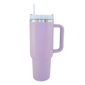 40 oz tumbler with lid and straw, water bottle with lid and handle, stainless steel water bottle with straw and handle, insulated water tumbler with handle and lid, everyday use water tumbler (purple)