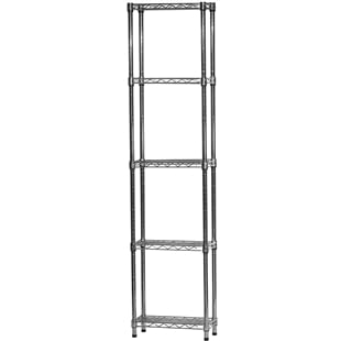 Shelving Inc. 10" d x 18" w x 96" h Chrome Wire Shelving with 5 Tier Shelves, Weight Capacity 800lbs Per Shelf