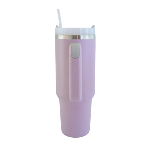 40 Oz Tumbler with Lid and Straw, Water Bottle with Lid and Handle, Stainless Steel Water Bottle with Straw and Handle, Insulated Water Tumbler with Handle and Lid, Everyday Use Water Tumbler (Purple)