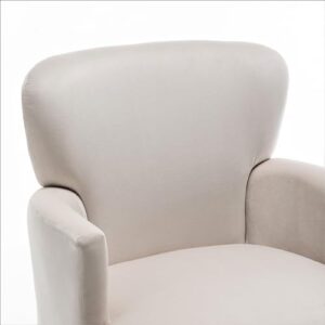 Container Furniture Direct Trendy Velvet Accent Chair with Gold Metal Legs, Upholstered Armchair for Small to Mid-Size Spaces, Modern Living Room, Bedroom, Vanity Desk and Entryway, Medium, Ivory