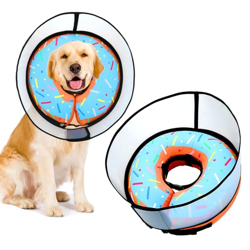 TMEOIIPY Inflatable Dog Cones for Large Dogs XL, Soft Dog Cone Collar Alternative After Surgery, Adjustable Dog Donut Cone Protective Elizabethan Collar Pet Collar to Stop Licking - XL