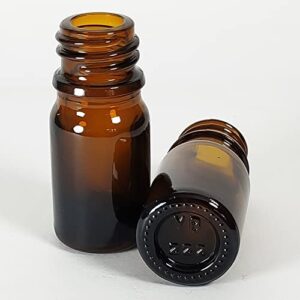 PIPIBA 48Pack 1/6 oz(5ml) glass bottle. Essential oil bottle with lid. For Perfume, Aromatherapy, Lab Refillable Sample Vials (Amber)