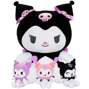 teluhui 13 inch anime plush, kawaii mommy with 3 baby lovely cartoon doll soft japanese anime stuffed animals plush cute pillow halloween for boys and girls