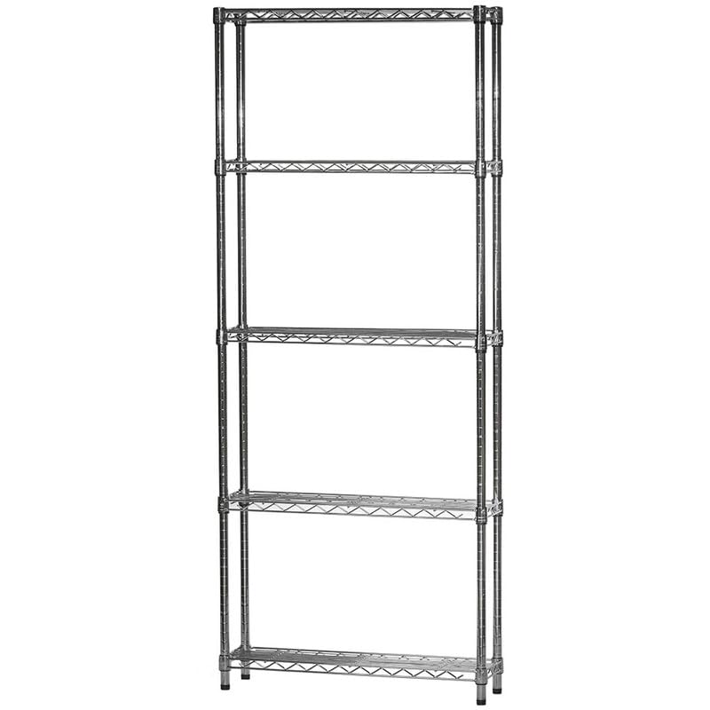 Shelving Inc. 10" d x 24" w x 84" h Chrome Wire Shelving with 5 Tier Shelves, Weight Capacity 800lbs Per Shelf