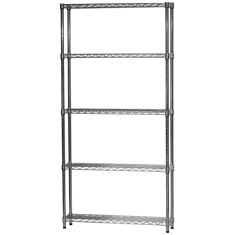 Shelving Inc. 10" d x 36" w x 84" h Chrome Wire Shelving with 5 Tier Shelves, Weight Capacity 800lbs Per Shelf