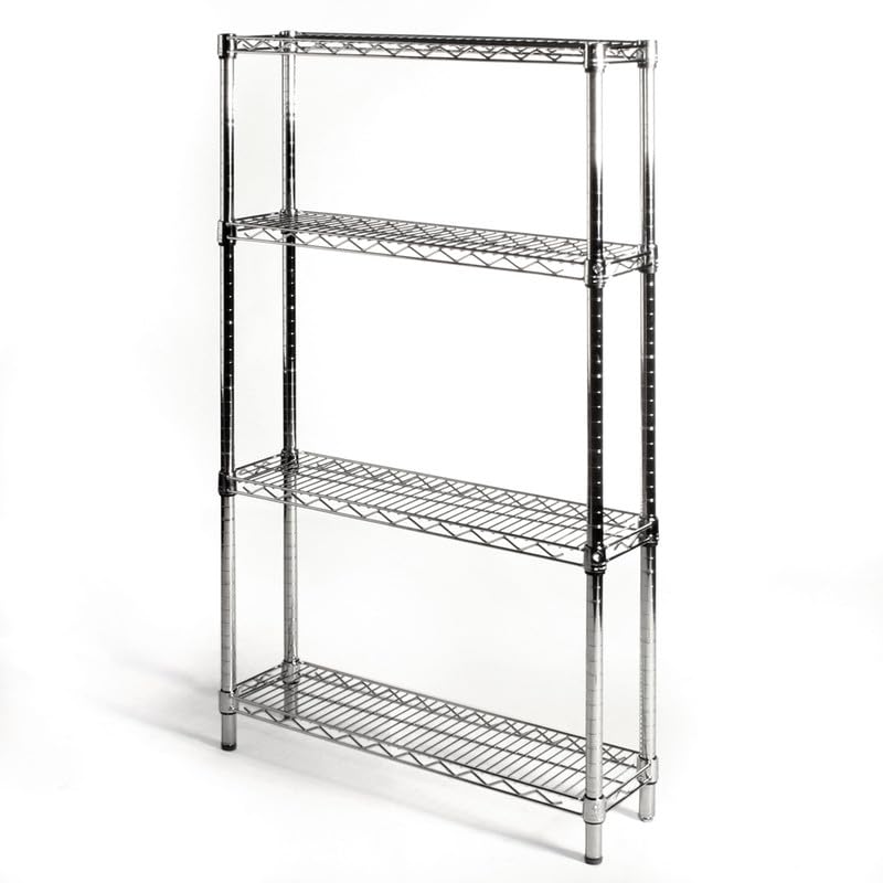 Shelving Inc. 10" d x 30" w x 84" h Chrome Wire Shelving with 4 Tier Shelves, Weight Capacity 800lbs Per Shelf