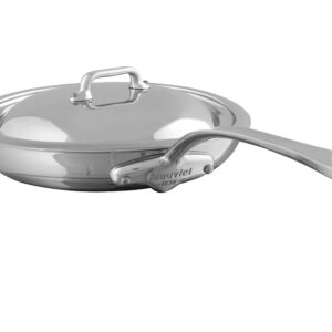 Mauviel M'Cook 5-Ply Polished Stainless Steel Frying Pan With Cast Stainless Steel Handle and Lid, 11-in, Made In France