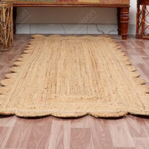 2x3, 2x4, 2x5, 2x6 Ft, Jute Rug - Natural Scalloped Rug, Bohemian Scalloped Rug, Scalloped Jute Rug, Natural Jute Rug, Jute Scallop Rug, Area Rug (2x5 Ft, Area Rug)