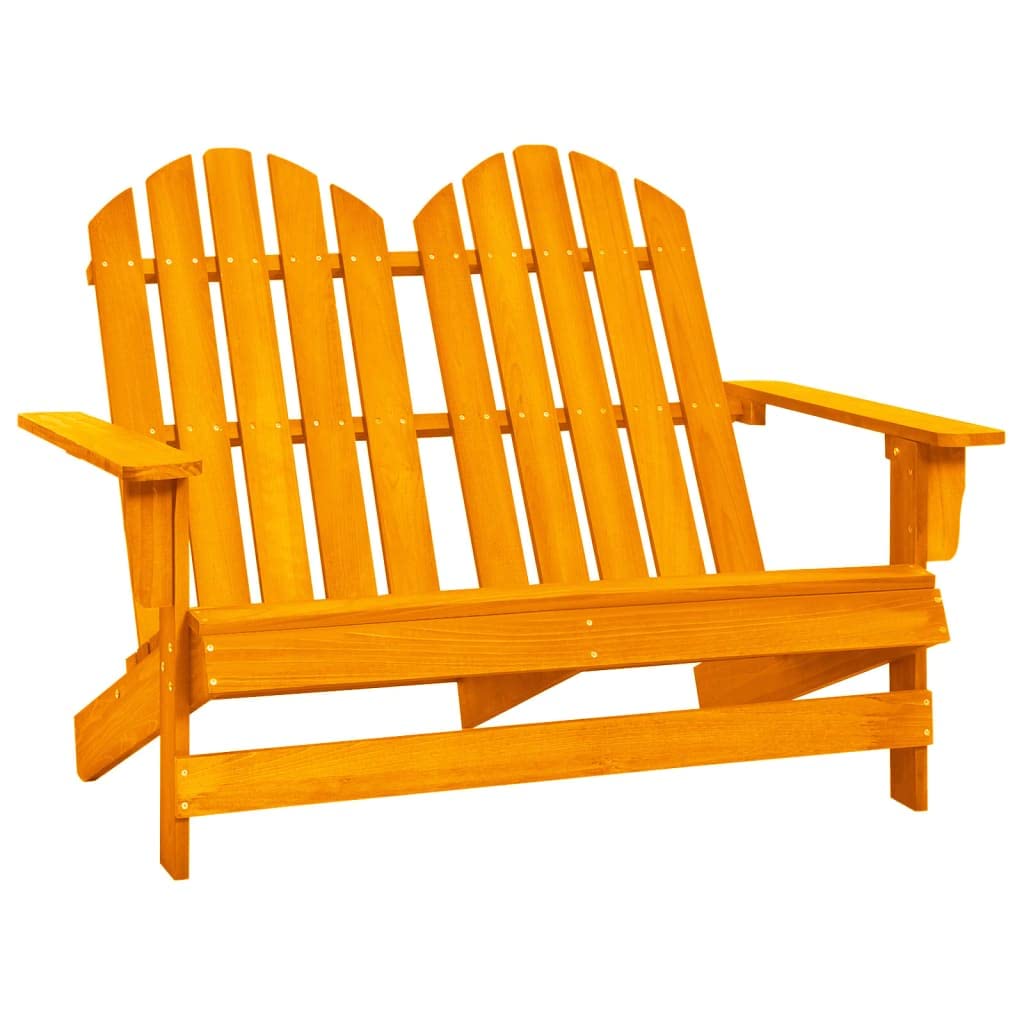 vidaXL Solid Wood Fir 2-Seater Patio Adirondack Chair in Vibrant Orange - Weather-Resistant and Comfortable for Outdoor Relaxation