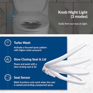 Bio Bidet 7ZBB500E BB500 Low Profile Electric Bidet Toilet Warm Water, Heated Seat and Set of 6 Drying Towelettes, Elongated, White