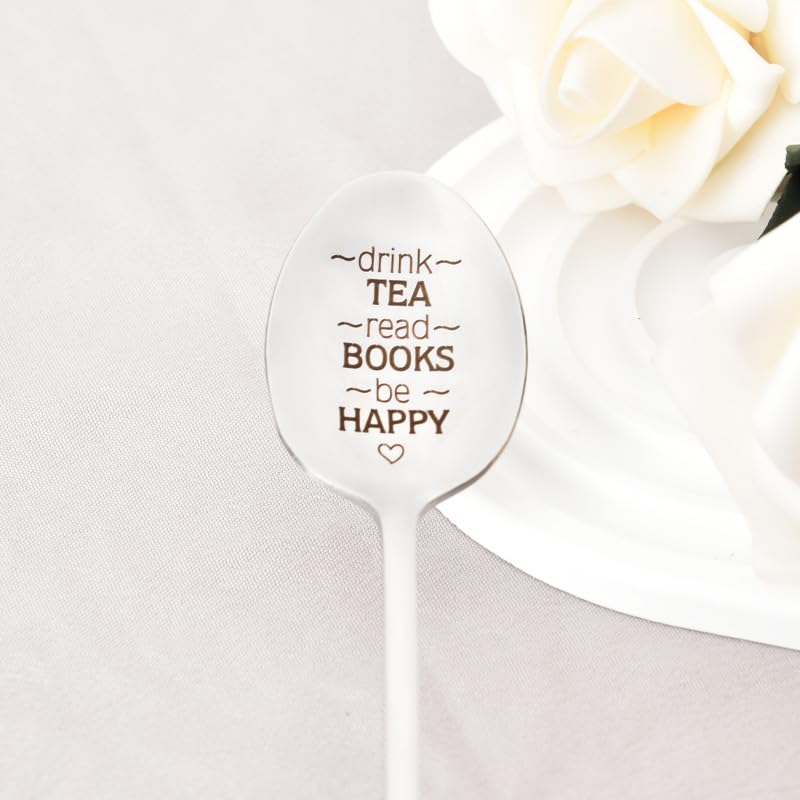 Cute Tea Spoon for Hot Tea Fancy Reading Gifts for Best Friend Birthday Gifts for Women Daughter Son Christmas Gift for Men Boyfriend Husband Gift from Wife Girlfriend Stocking Stuffers for Girls Boys