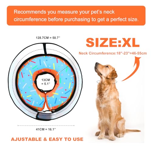 TMEOIIPY Inflatable Dog Cones for Large Dogs XL, Soft Dog Cone Collar Alternative After Surgery, Adjustable Dog Donut Cone Protective Elizabethan Collar Pet Collar to Stop Licking - XL