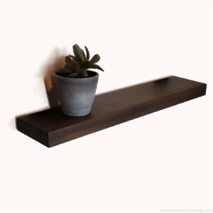 CONSDAN StoneCreek Floating Shelves, Solid Paulownia Wood, Burnt Wood Light Weight, Wall Shelves for Bedroom, Bathroom, Living Room, Kitchen, 24x7.5x1.5 in