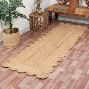 2x3, 2x4, 2x5, 2x6 Ft, Jute Rug - Natural Scalloped Rug, Bohemian Scalloped Rug, Scalloped Jute Rug, Natural Jute Rug, Jute Scallop Rug, Area Rug (2x5 Ft, Area Rug)