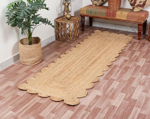 2x3, 2x4, 2x5, 2x6 Ft, Jute Rug - Natural Scalloped Rug, Bohemian Scalloped Rug, Scalloped Jute Rug, Natural Jute Rug, Jute Scallop Rug, Area Rug (2x5 Ft, Area Rug)