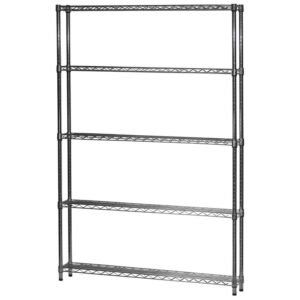 shelving inc. 10" d x 48" w x 64" h chrome wire shelving with 5 tier shelves, weight capacity 800lbs per shelf