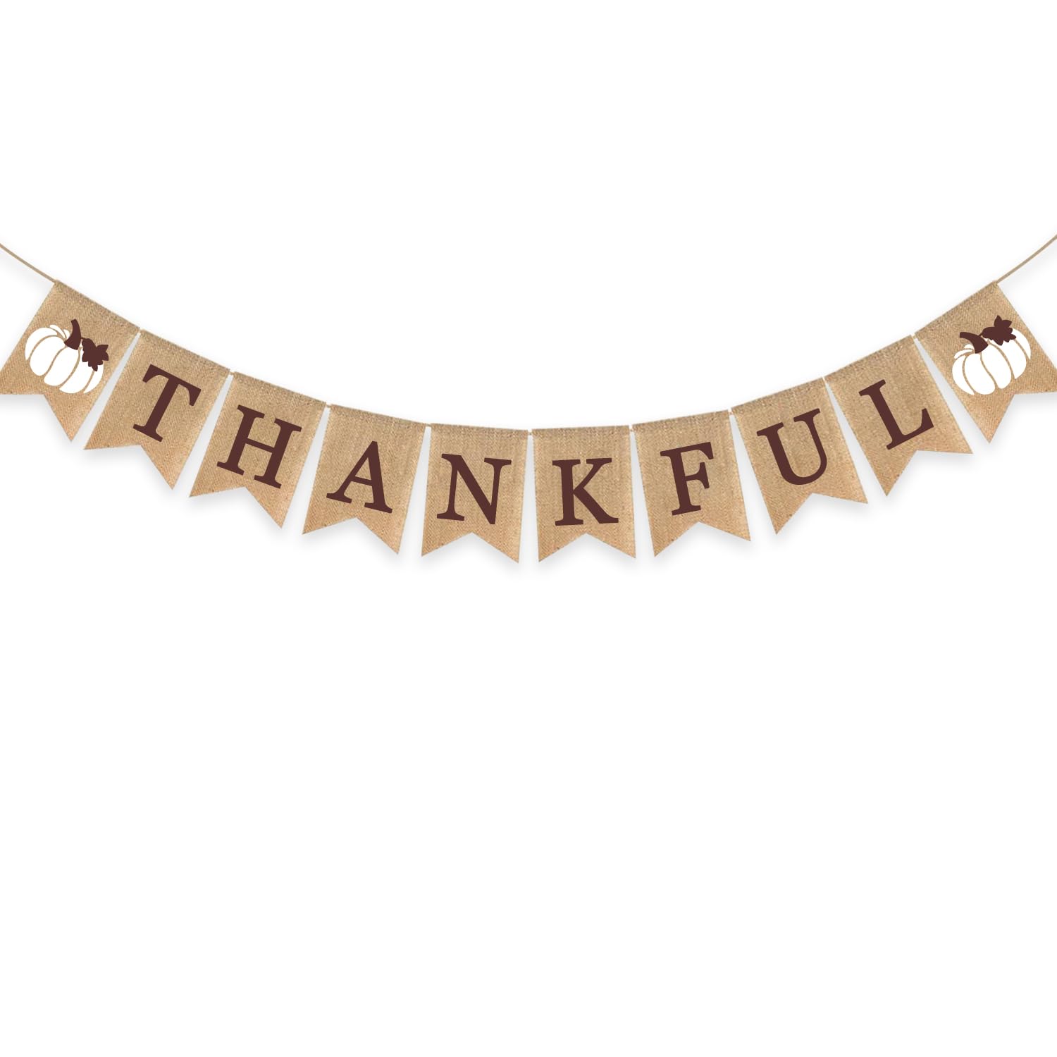 Thankful Banner Holiday Decorations Fall Mantel Garland Rustic Harvest Autumn White Pumpkin