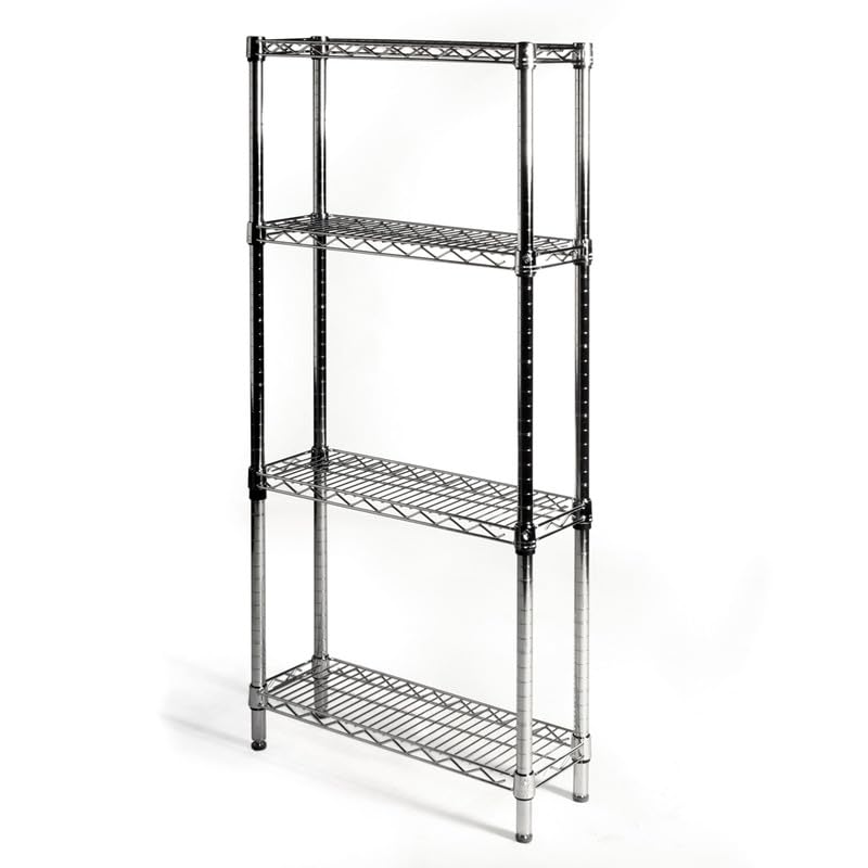 Shelving Inc. 10" d x 24" w x 72" h Chrome Wire Shelving with 4 Tier Shelves, Weight Capacity 800lbs Per Shelf