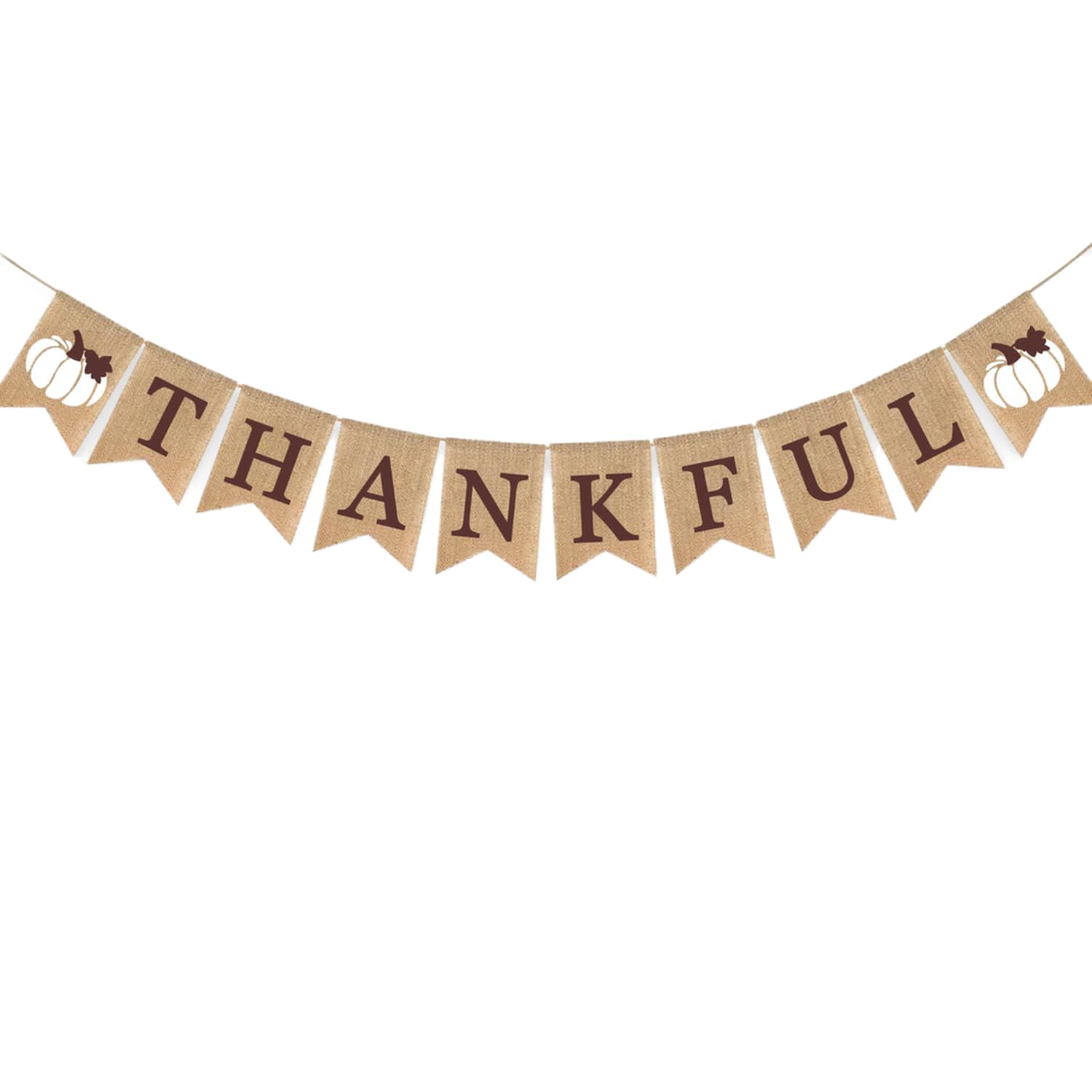 Thankful Banner Holiday Decorations Fall Mantel Garland Rustic Harvest Autumn White Pumpkin