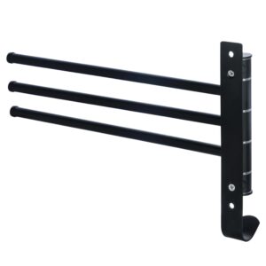 MyGift 3 Tier Premium Wall Mounted Swivel Towel Bars and Hanger Hook in Matte Black Stainless Steel Finish, Ultra Modern Hotel Series Bathroom Rack for Hanging Bath Towels