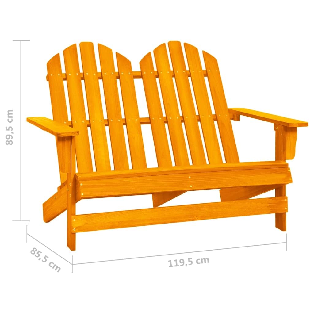 vidaXL Solid Wood Fir 2-Seater Patio Adirondack Chair in Vibrant Orange - Weather-Resistant and Comfortable for Outdoor Relaxation