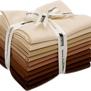 Choice Fabrics Supreme Solids - Fat Quarter Bundle (10 Pack) - Premium 100% Cotton Quilting Fabric (Shades of Brown)