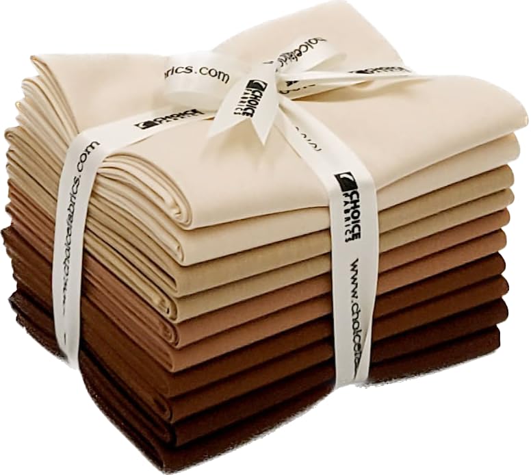 Choice Fabrics Supreme Solids - Fat Quarter Bundle (10 Pack) - Premium 100% Cotton Quilting Fabric (Shades of Brown)