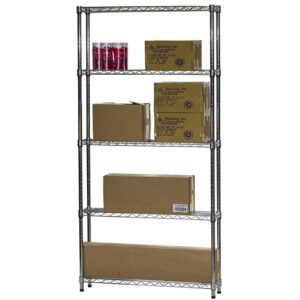 Shelving Inc. 10" d x 36" w x 84" h Chrome Wire Shelving with 5 Tier Shelves, Weight Capacity 800lbs Per Shelf