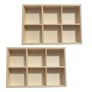 BESTOYARD 2pcs Box Wood Wax Pencil Case Craft Compartments Wood Tray Grid Organizer Lumber Crayon Holder Crayons Tool Chest 6-grid Crayon Storage Case Tool Case Paint Box Wooden Pigment