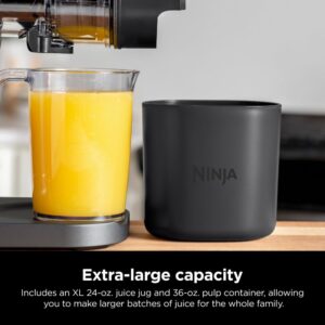 Ninja JC151 NeverClog BPA-Free Cold Press Juicer with Total Pulp Control and 2 One-Touch Programs (Machine Gray, Renewed)