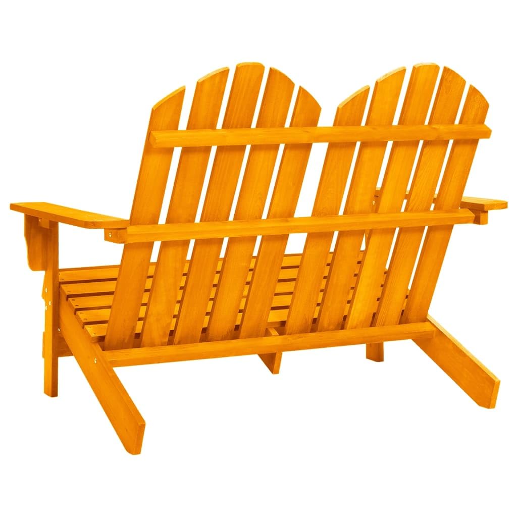 vidaXL Solid Wood Fir 2-Seater Patio Adirondack Chair in Vibrant Orange - Weather-Resistant and Comfortable for Outdoor Relaxation