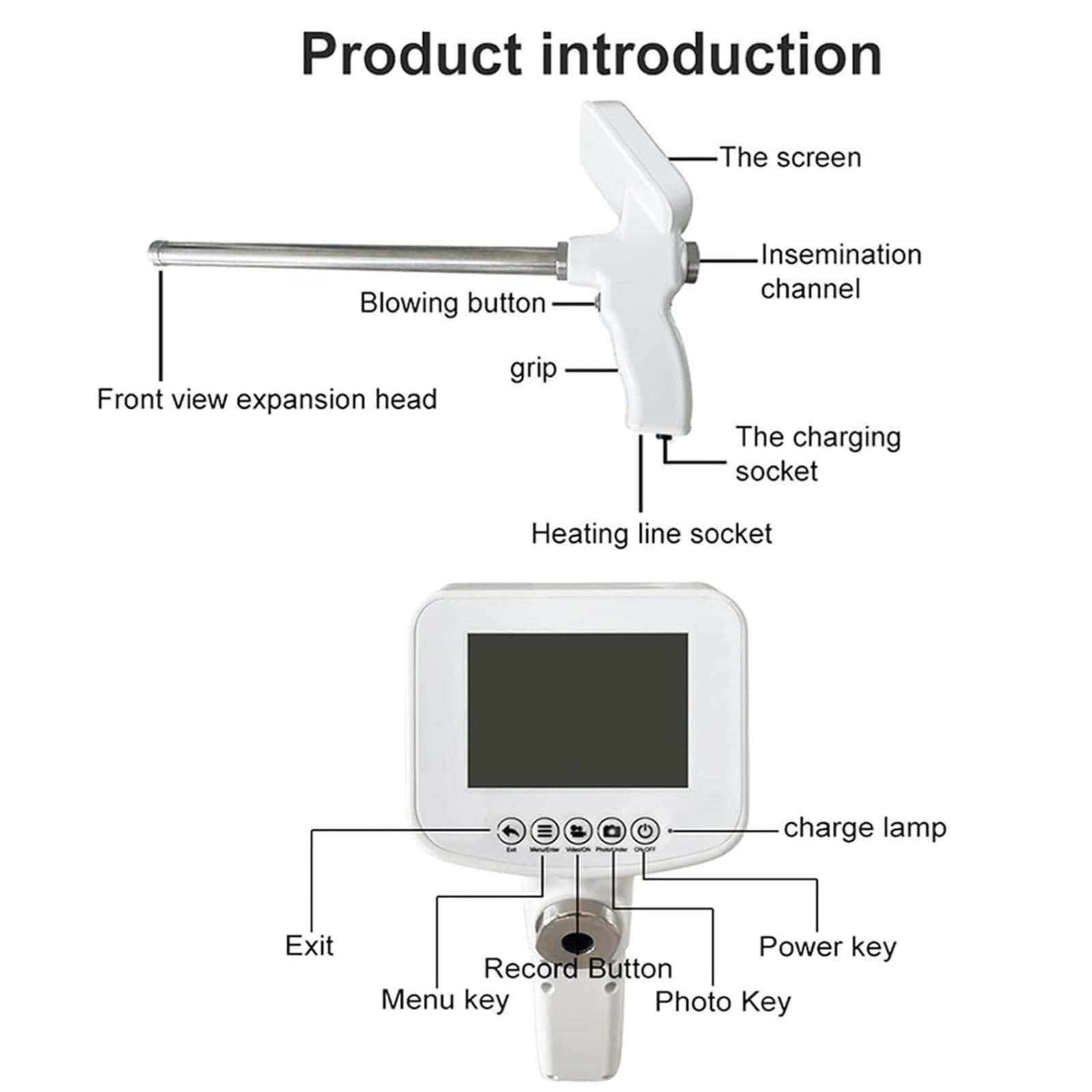 ZWJABYY Artificial Insemination Gun Instrument Cow Visual Endoscope Sperm AI Gun Artificial Insemination Device Deferens Veterinary Breeding Kit,Cattle