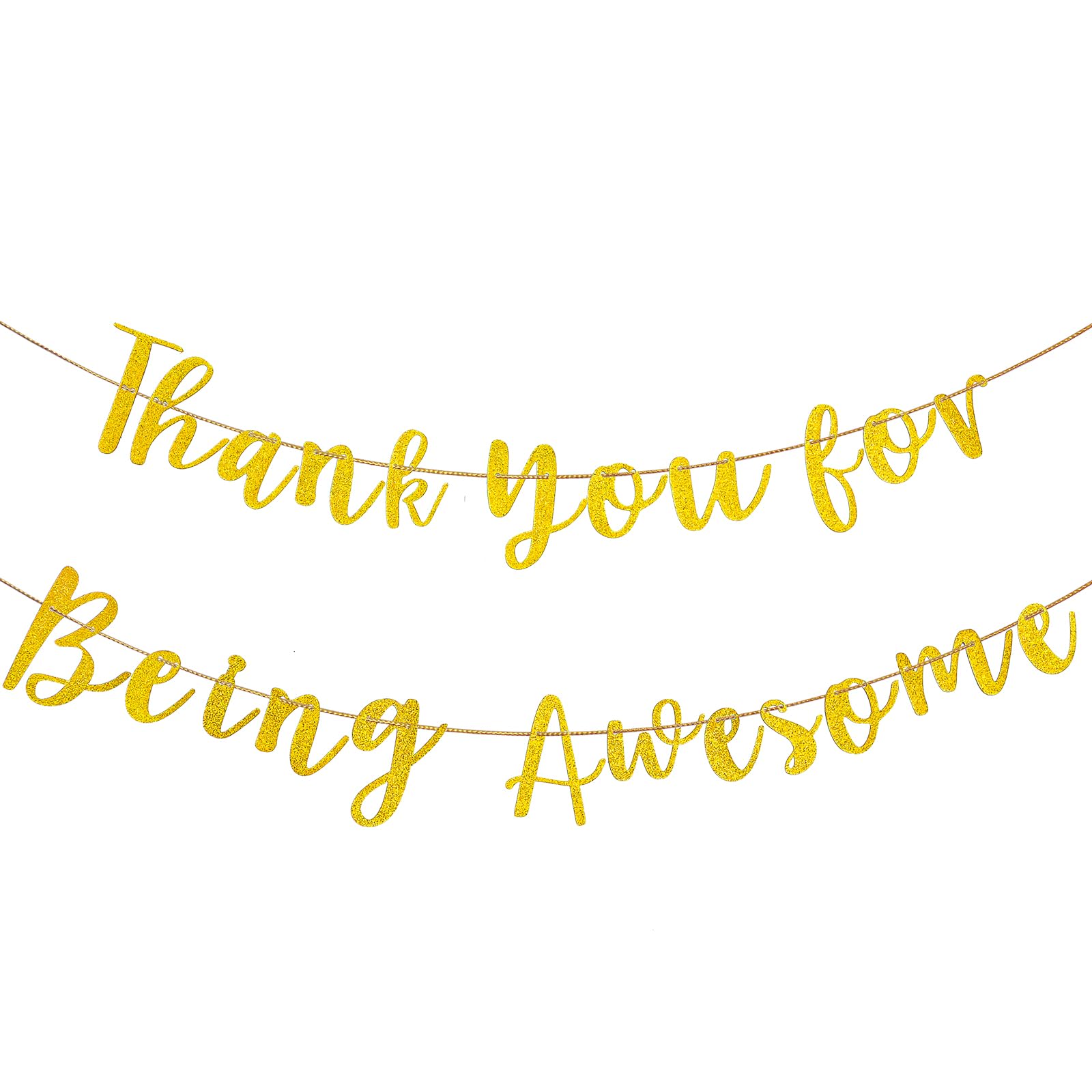 Thank You for Being Awesome Banner, Pre-Strung Glitter Gold Inspirational Appreciation Banner for Teacher, Employee, Best Friend, Coworkers Party Decorations