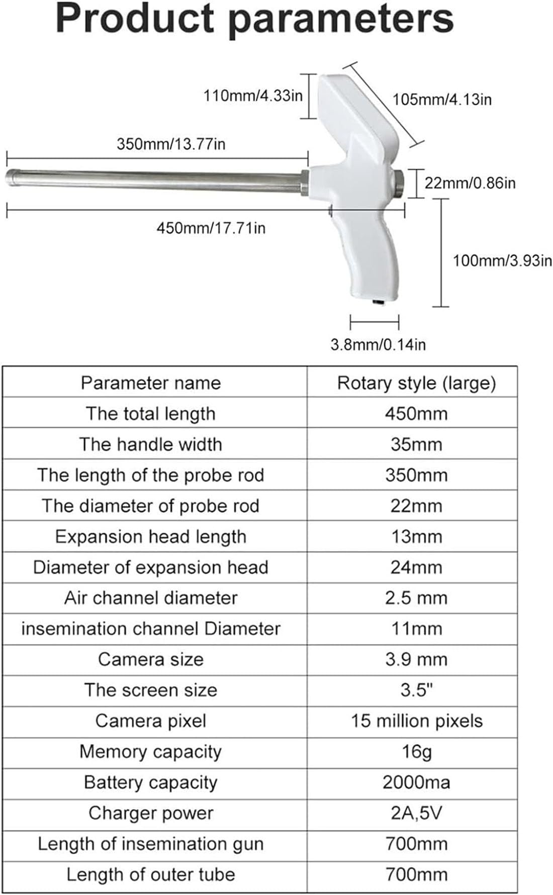 ZWJABYY Artificial Insemination Gun Instrument Cow Visual Endoscope Sperm AI Gun Artificial Insemination Device Deferens Veterinary Breeding Kit,Cattle