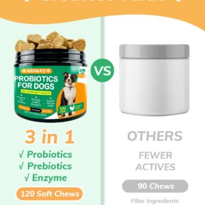 Probiotics Chews for Dogs with Prebiotic & Digestive Enzymes,Support Gut Health, Digestion, Immunity, Relief Seasonal Allergies, Diarrhea, Constipation (Chicken Flavor / 120 Chews)