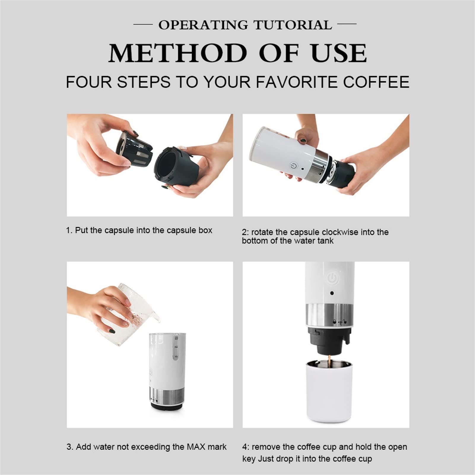 GaRcan Coffee Maker Coffee Pot Portable Coffee Machine Car/Outdoor Coffee Maker USB Electric Handheld Espresso Capsule Coffee Power Tea Cup Bottle Home Travel