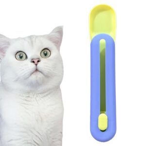 wiyici cat wet treats dispense spoon，treat squeeze spoon， feeding & watering supplies wet cat food storage pet food spoon(blue and yellow)