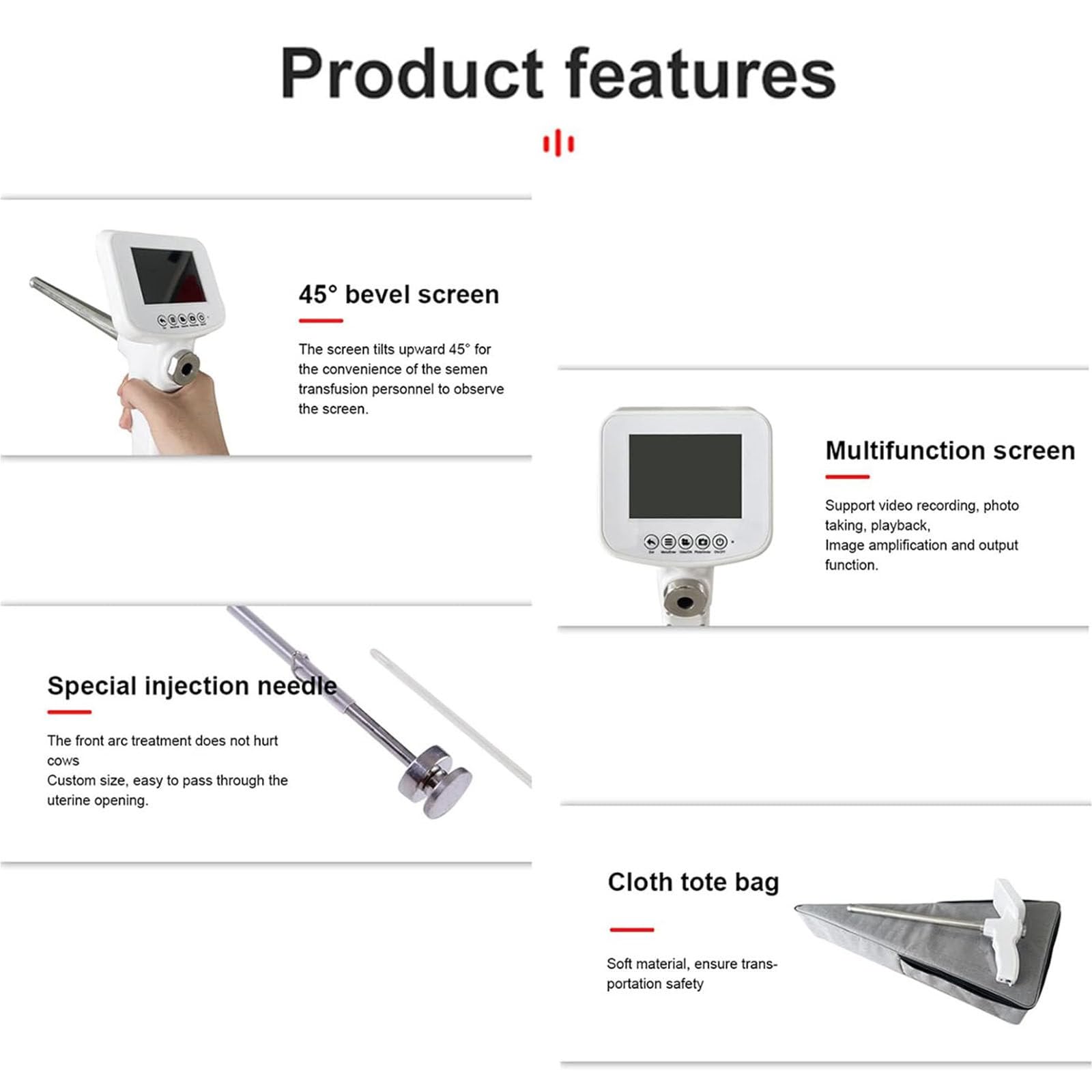 ZWJABYY Artificial Insemination Gun Instrument Cow Visual Endoscope Sperm AI Gun Artificial Insemination Device Deferens Veterinary Breeding Kit,Cattle