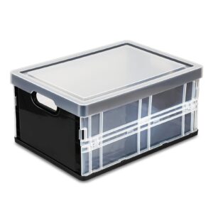 daixers 10 quart storage bins with lids, plastic storage bins,foldable storage bins stackable clear bins (black)