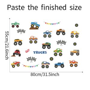 25 Pieces Monster Truck Stickers Wall Decals Wall Stickers for Bedroom for Living Room Kids Bedroom Baby Nursery Playroom Wall Decor