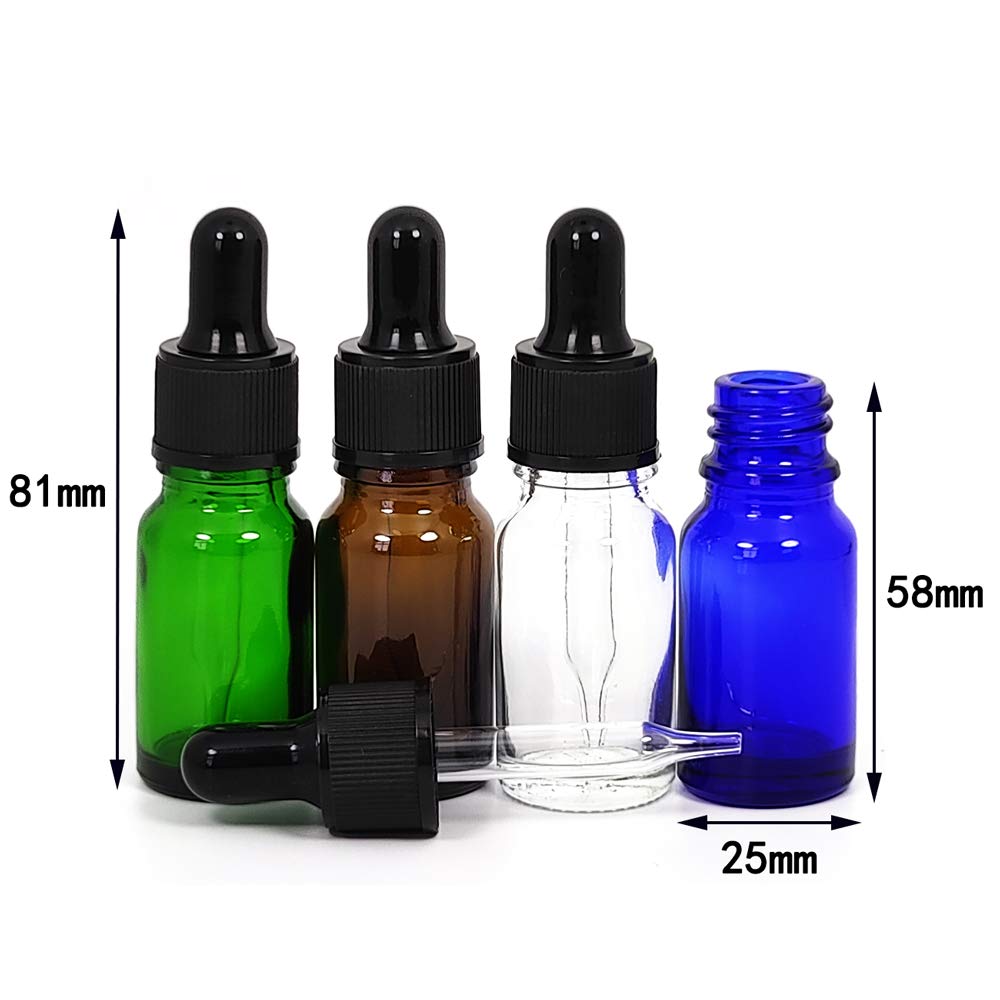 PIPIBA 48Pack 10ml (1/3 oz) Glass Dropper Bottle. Essential Oil Bottle With Glass Eye Droppers. For Lab Bottles, Alcohol Bottles And Sterilize Water Bottles (Amber)