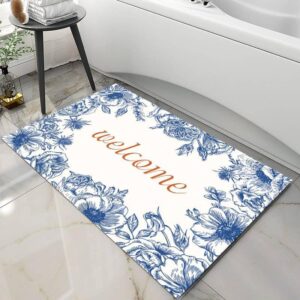 crimson decors front door mat indoor outdoor entrance 40 x 60 cm floral stencil print door mat absorbent, non slip, quick dry, stain resistant rugs for entryway