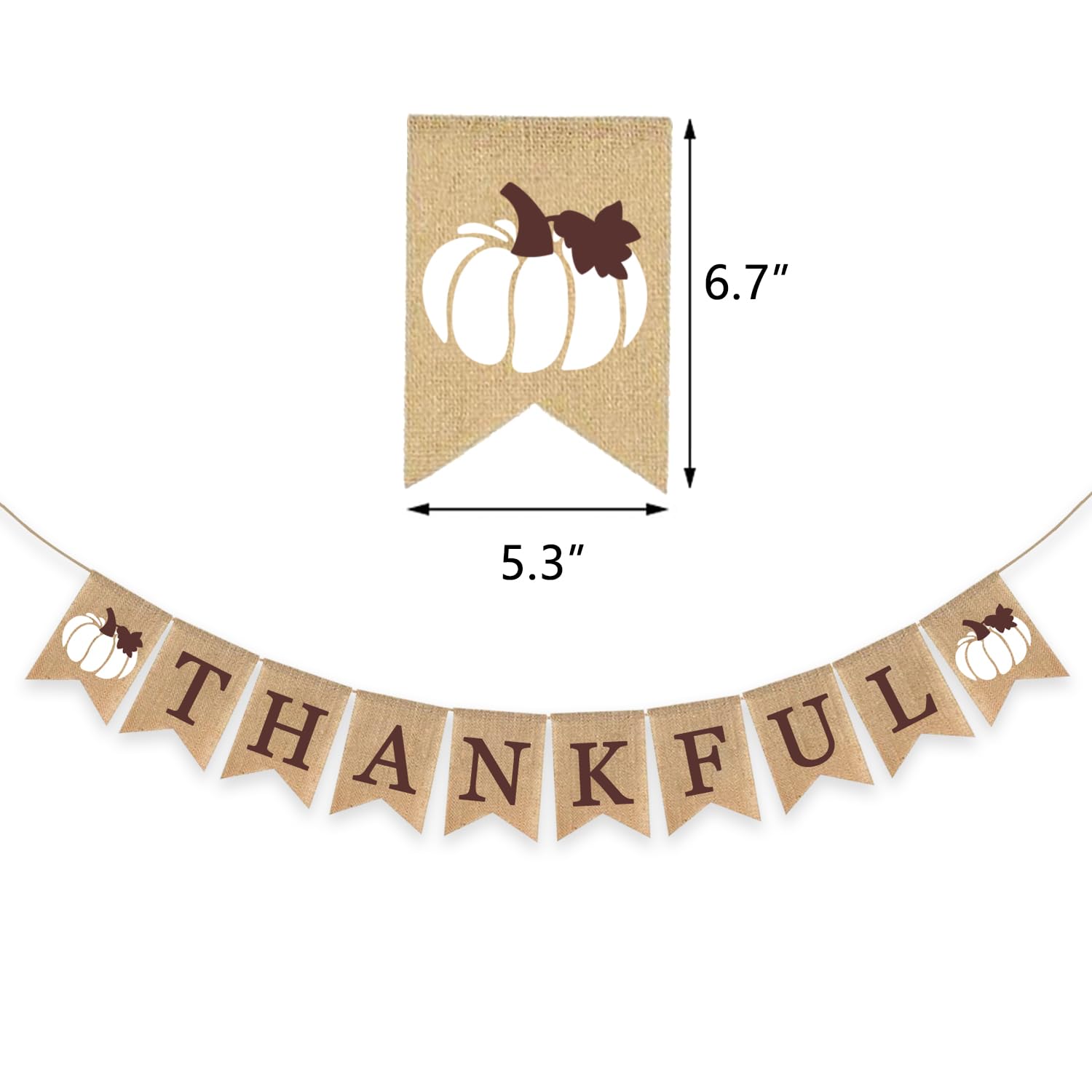 Thankful Banner Holiday Decorations Fall Mantel Garland Rustic Harvest Autumn White Pumpkin