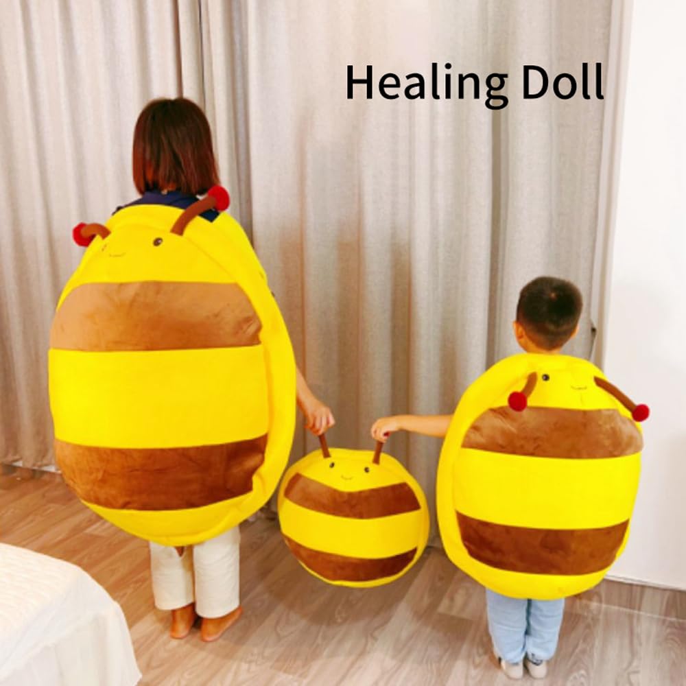 Gujuja Wearable Bee Shell Pillows Giant Bee Shell Plush Toy Bee Stuffed Animal Plush Pillow for Adult Kids Birthday Gift (Large)