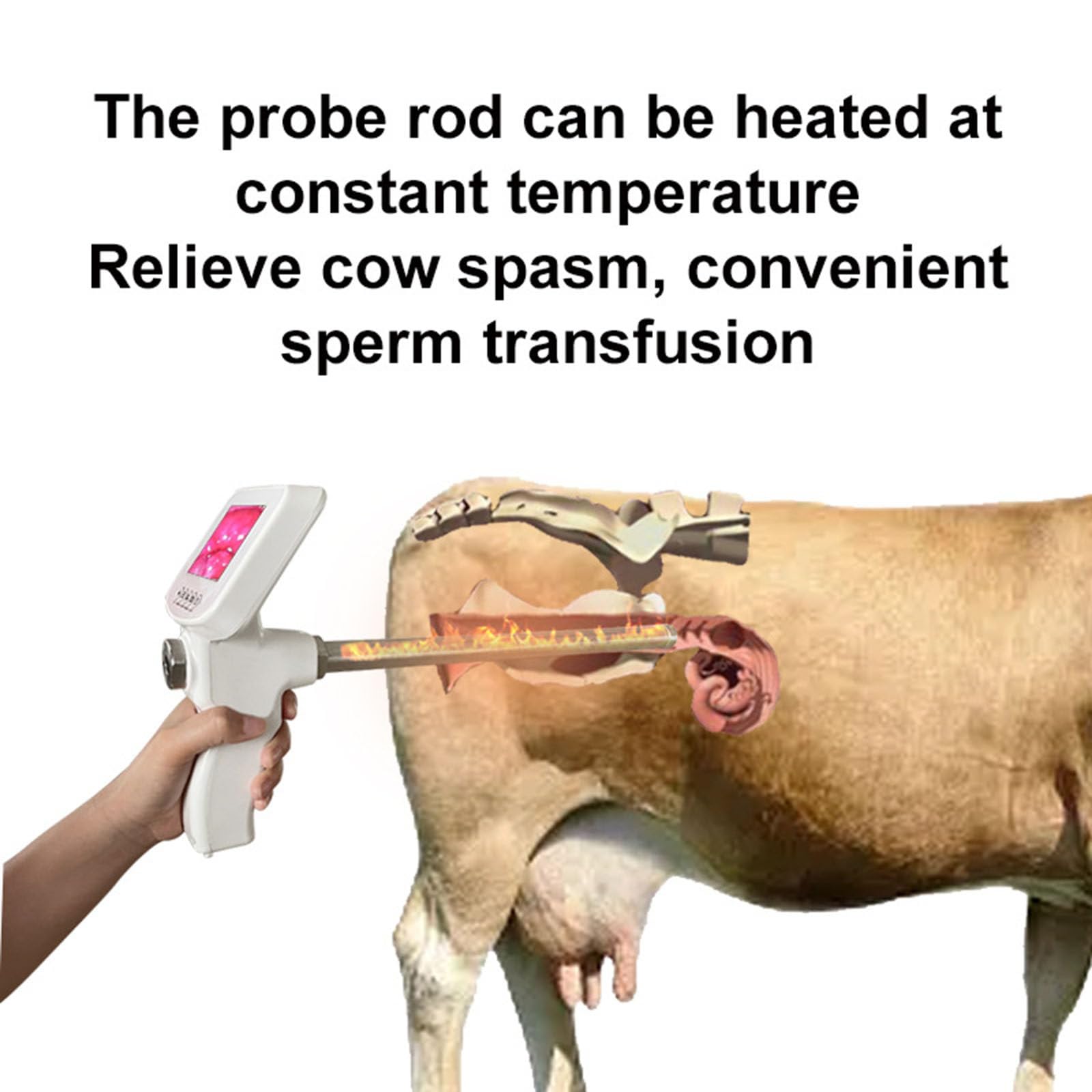 ZWJABYY Artificial Insemination Gun Instrument Cow Visual Endoscope Sperm AI Gun Artificial Insemination Device Deferens Veterinary Breeding Kit,Cattle